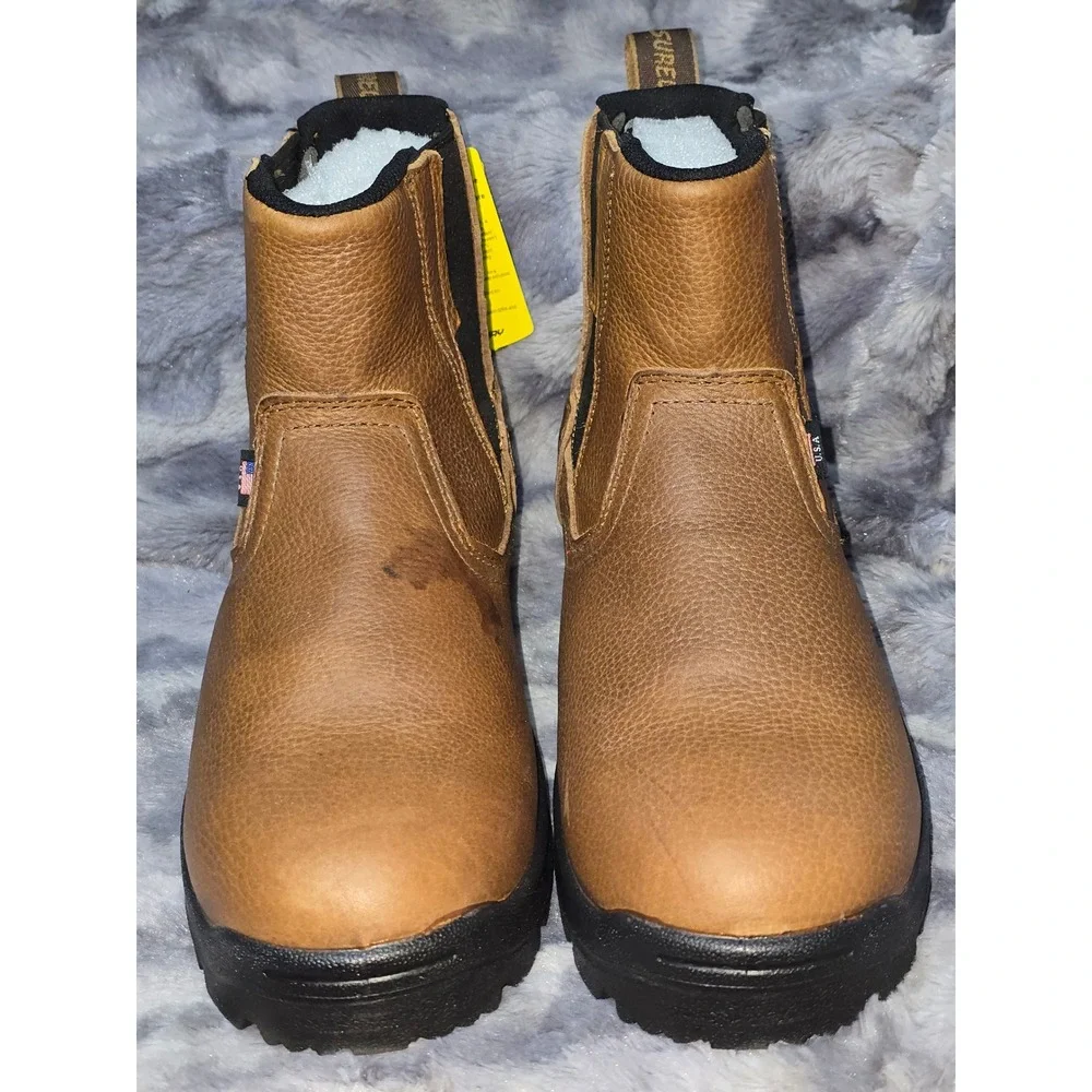NWT Sureway 612 Brown Leather Soft toe Work Boots Slip Resistant EH Rated SZ 9.5